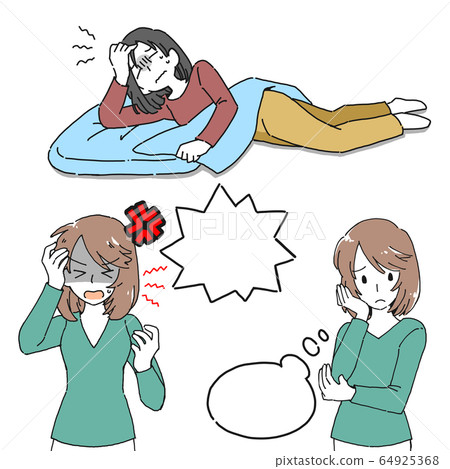 Illustration of a woman suffering from PMS 64925368