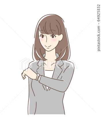 A woman watching a watch A woman watching a watch 64925832