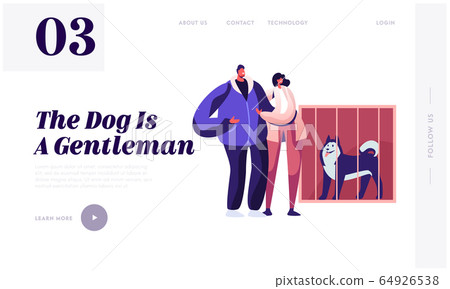 People Adopting Pet from Shelter Website Landing Page. Couple Stand at Cage with Dog in Rehabilitation Adoption Center for Stray and Homeless Animals Web Page Banner. Cartoon Flat Vector Illustration People Adopting Pet from Shelter Website Landing Page. Couple Stand at Cage with Dog in Rehabilitation Adoption Center for Stray and Homeless Animals Web Page Banner. Cartoon Flat Vector Illustration 64926538