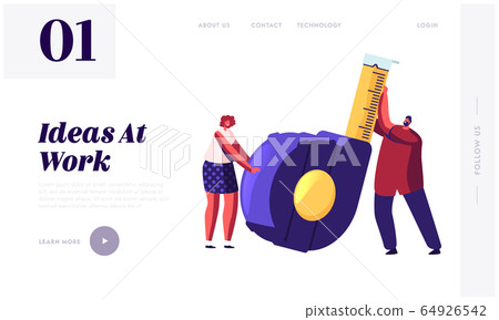 Home Renovation Diy Tool and Repair Service Website Landing Page. Tiny Man and Woman Holding Huge Measuring Tape for Engineering Construction Works Web Page Banner. Cartoon Flat Vector Illustration 64926542