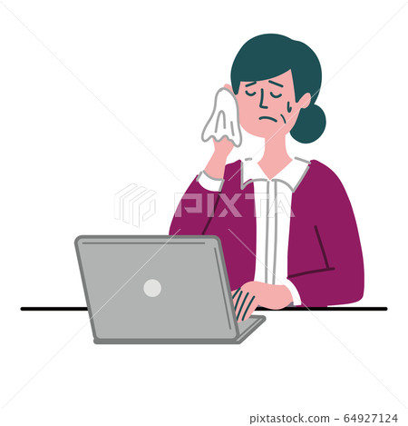 女家庭主婦個人電腦感冒出汗 女家庭主婦個人電腦感冒出汗 64927124