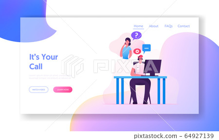 Hotline Call Center Website Landing Page. Technical Support Specialist Solve Client Problem Online. Customer Service Hotline Call Center Website Landing Page. Technical Support Specialist Solve Client Problem Online. Customer Service 64927139