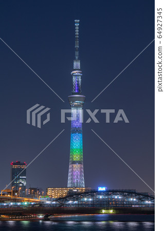 城市景觀東京天空樹夜景特別照明 64927345