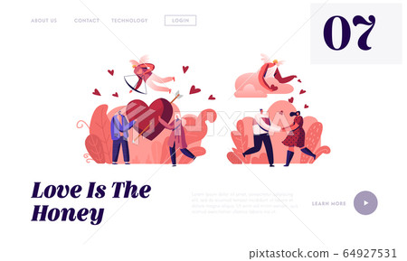 People in Love and Romantic Relationship Website Landing Page. Couples on Date Hold Red Heart with Arrow People in Love and Romantic Relationship Website Landing Page. Couples on Date Hold Red Heart with Arrow 64927531