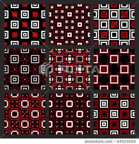Big red, black and white set collection of simple cover, background for textile, material, fabric , business card or invitation, beautiful retro texture  64928088
