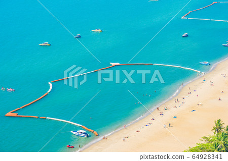 Beautiful tropical beach sea ocean bay and architecture building in Pattaya city Thailand Beautiful tropical beach sea ocean bay and architecture building in Pattaya city Thailand 64928341