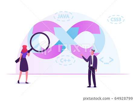 Devops Teamwork Concept. Communication and Collaboration between Development and Operations Stages 64928799