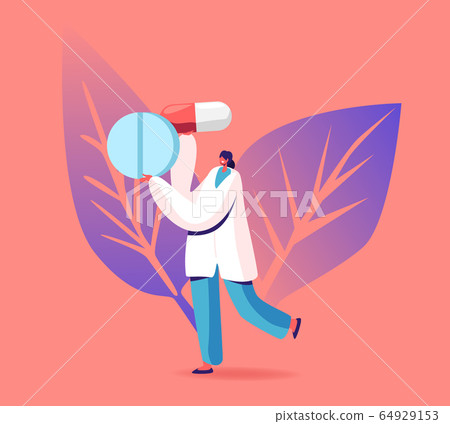 Female Doctor Carry Huge Medicine Pills. Tuberculosis, Flu and Season Illness Prevention, Disease Treatment Female Doctor Carry Huge Medicine Pills. Tuberculosis, Flu and Season Illness Prevention, Disease Treatment 64929153