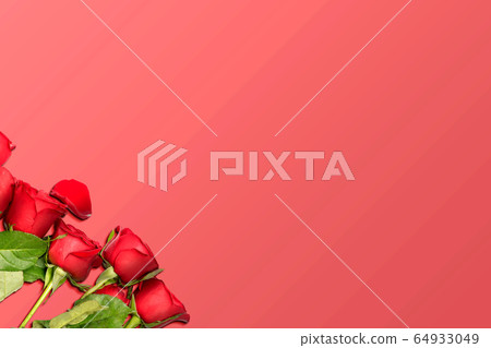 Red roses on a red background Red roses on a red background 64933049