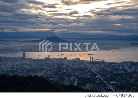 Aerial view Georgetown from Penang Hill. Aerial view Georgetown from Penang Hill. 64934363