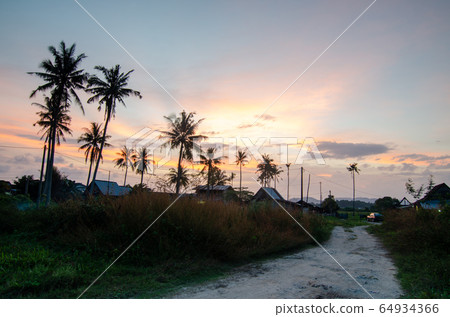 Sunset of little Malays village surrounded by Sunset of little Malays village surrounded by 64934366