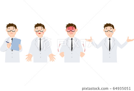 Men's emotions set in white coat Men's emotions set in white coat 64935051