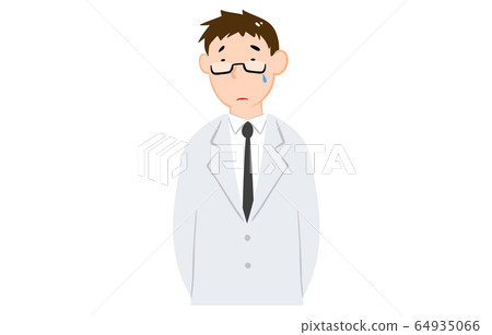 Illustration of a drowning man in a white coat Illustration of a drowning man in a white coat 64935066