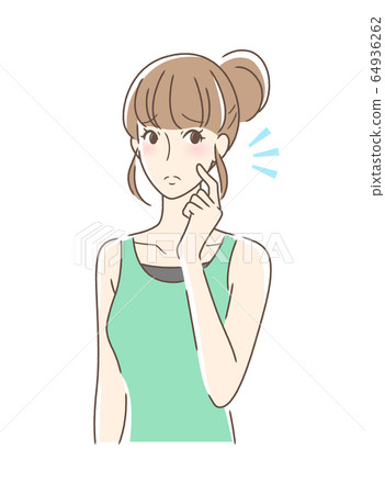 A woman who makes her cheeks tight - Stock Illustration [64936262] - PIXTA