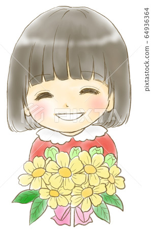 一束花的女孩(手繪風格) 一束花的女孩(手繪風格) 64936364