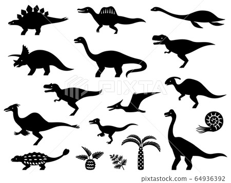 Dinosaur silhouette illustration set Dinosaur silhouette illustration set 64936392