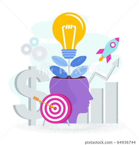 Innovation infographics pictogram with Lamp. Creative technique. 64936744