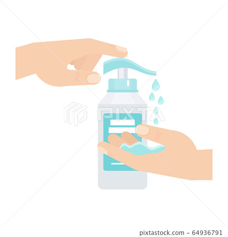 Antiseptic for disinfection. Hand hygiene. Hand washing with soap. 64936791