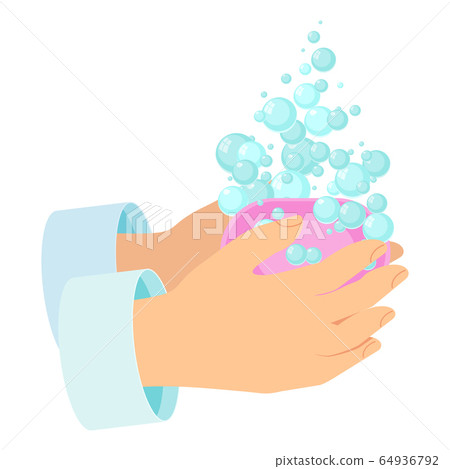Antiseptic for disinfection. Hand hygiene. Hand washing with soap. 64936792