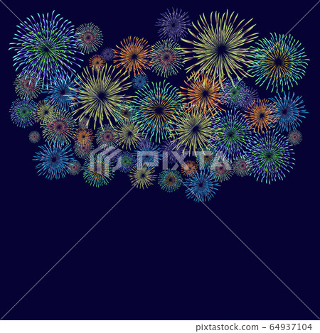 背景 煙花花火煙花夜空夏天的節日夜景煙花材料 插圖素材 圖庫