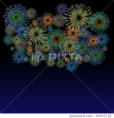 背景 烟花花火烟花夜空夏天的节日夜景烟花材料 图库插图