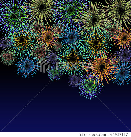 背景 烟花花火烟花夜空夏天的节日夜景烟花材料 图库插图