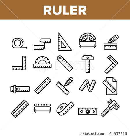Ruler Measuring Tool Collection Icons Set Vector 64937716