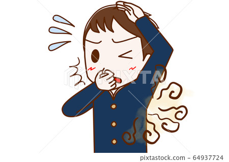 一名男學生擔心自己的腋窩 一名男學生擔心自己的腋窩 64937724