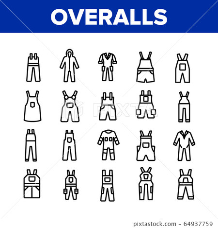 Overalls Worker Protect Clothes Icons Set Vector 64937759