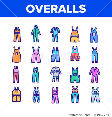 Overalls Worker Protect Clothes Icons Set Vector Overalls Worker Protect Clothes Icons Set Vector 64937761
