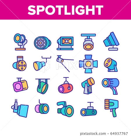 Spotlight Lamp Tool Collection Icons Set Vector Spotlight Lamp Tool Collection Icons Set Vector 64937767