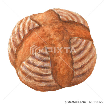 Campagne麵包手拉的水彩 64938422