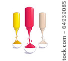 Sauce dripping from bottle. 64939085