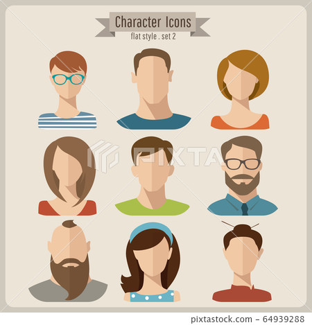Vector retro style flat female and male... - Stock Illustration ...