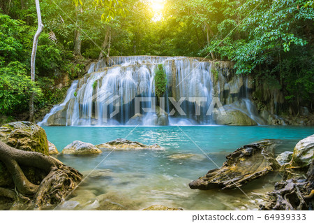 Waterfall level 2, Erawan National Park, Waterfall level 2, Erawan National Park, 64939333