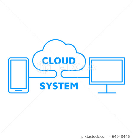Cloud computing service icon. Linear art 64940446