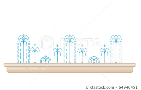 Flat vector illustration of long city fountain 64940451