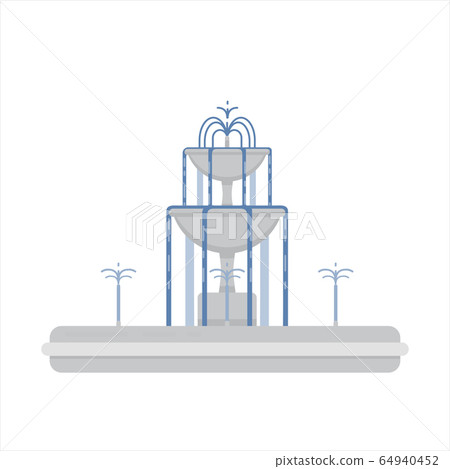 Flat vector illustration of fountain with two 64940452