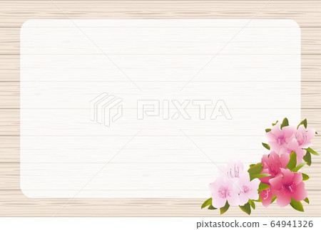Horizontal frame of azalea and wood grain Horizontal frame of azalea and wood grain 64941326