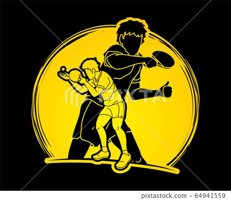 Group of Ping Pong players, Table Tennis players action cartoon sport graphic vector. Group of Ping Pong players, Table Tennis players action cartoon sport graphic vector. 64941559