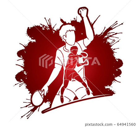 Group of Ping Pong players, Table Tennis players action cartoon sport graphic vector. Group of Ping Pong players, Table Tennis players action cartoon sport graphic vector. 64941560