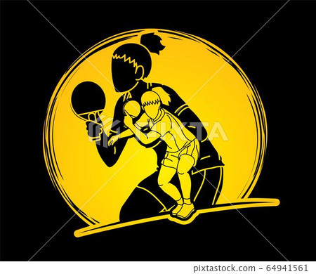 Group of Ping Pong players, Table Tennis players action cartoon sport graphic vector. Group of Ping Pong players, Table Tennis players action cartoon sport graphic vector. 64941561