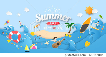 Summer swim ring greeting background. Celebration 64942004