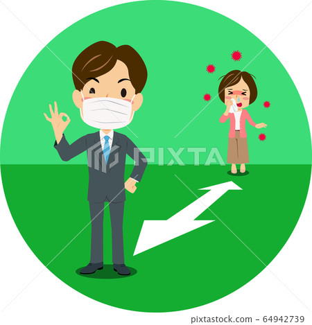 Virus prevention icon social distance green 64942739