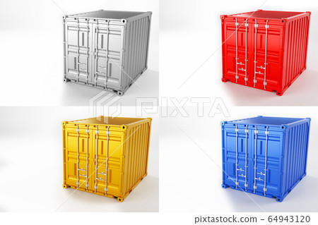 A high quality image of 10ft shipping containers on a white background. 64943120