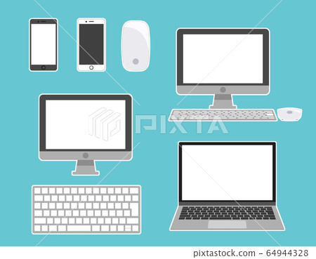 Pc設備設置白色邊框 插圖素材 圖庫