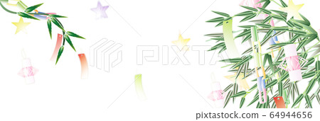Tanabata Bamboo decoration illustration Bamboo leaves, bamboo, and decorations and stars Illustration banner material 64944656