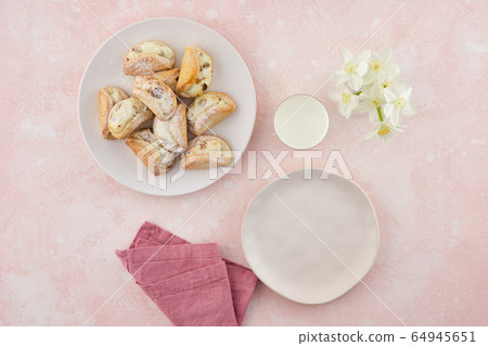 Cookies with cottage cheese - sochniki. Top view. Cookies with cottage cheese - sochniki. Top view. 64945651