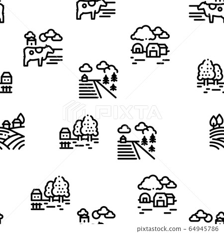 Farming Landscape Seamless Pattern Vector 64945786