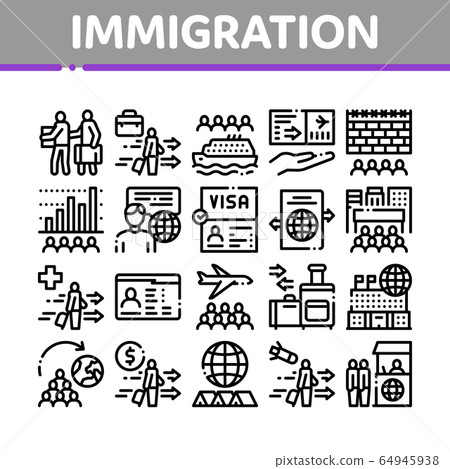 Immigration Refugee Collection Icons Set Vector 64945938